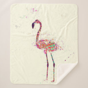 Cobertor Sherpa Colorida Flamingo Impressão Art Gift Lover