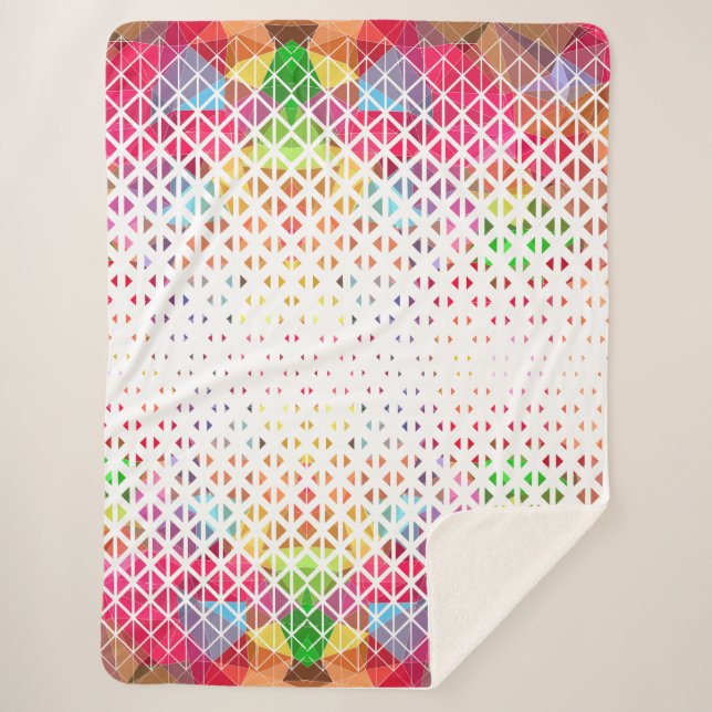 Cobertor Sherpa Colorido com padrão geométrico (Frente)