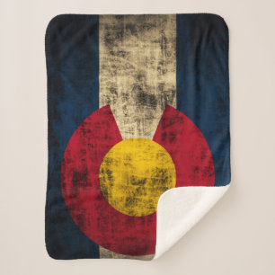 Cobertor Sherpa Colorido Estado do Colorado Flag Vintage Rustic