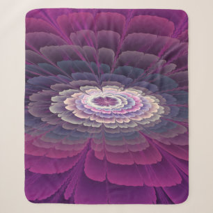 Cobertor Sherpa Colorido Floral Abstrato Arte Fractal Rosa Marcant