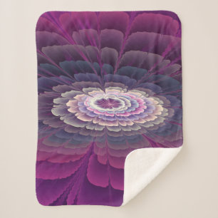 Cobertor Sherpa Colorido Floral Abstrato Arte Fractal Rosa Marcant