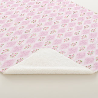 Cobertor Sherpa com Estampa Floral Rosa