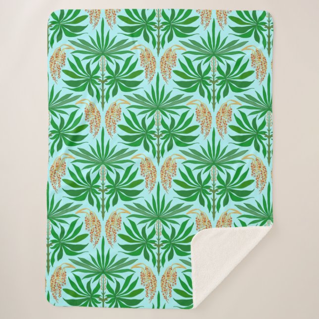 Cobertor Sherpa com Estampa Tropical de Flores de  (Frente)