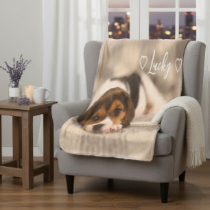 Cobertor Sherpa com Foto e Nome de Animal de Estim