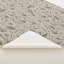 Cobertor Sherpa com Padrão Botânico de Lavanda