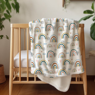 Cobertor Sherpa com Padrão de Arco-íris em Aquarel