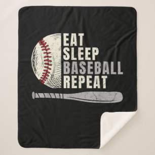 Cobertor Sherpa Comer Dormir Beisebol Repita Jogador de Beisebol E
