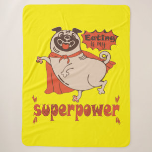 Cobertor Sherpa Comer é o meu super poder, estilo cômico de manto 