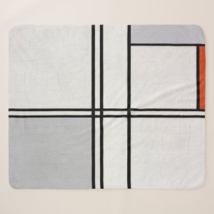 Cobertor Sherpa Composição (Nº 1) Cinza-Vermelho Piet Mondrian