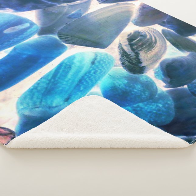 Cobertor Sherpa Concha de ostras marítimas, cores mudadas de azul  (3/4)