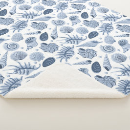 Cobertor Sherpa Conchas brancas desenhadas à mão em branco