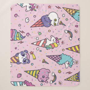Cobertor Sherpa Cones de Sorvete de animais