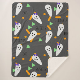 Cobertor Sherpa Confeites de Confete de Halloween Fantasmas
