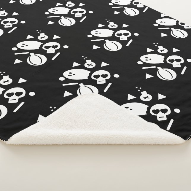Cobertor Sherpa Confetes de Halloween Fantasma Crânio Abóbora (3/4)