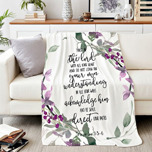 Cobertor Sherpa Confie no Senhor floral