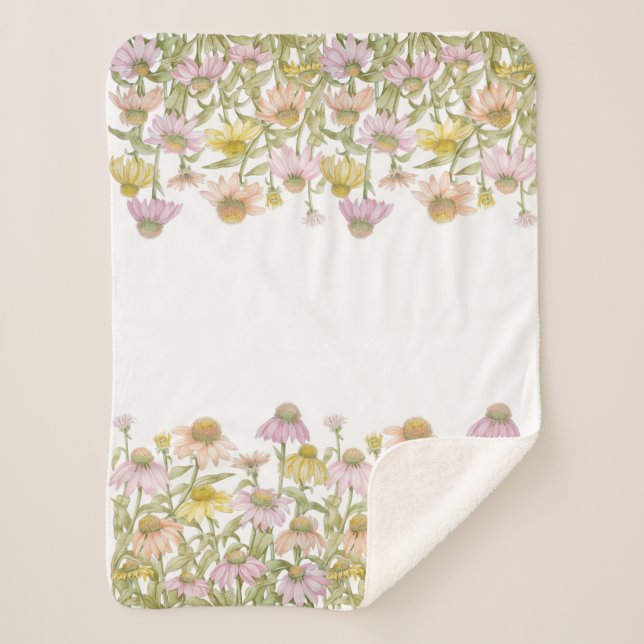 Cobertor Sherpa Confluentes Arte Botânica Floral Cor Pequena (Frente)