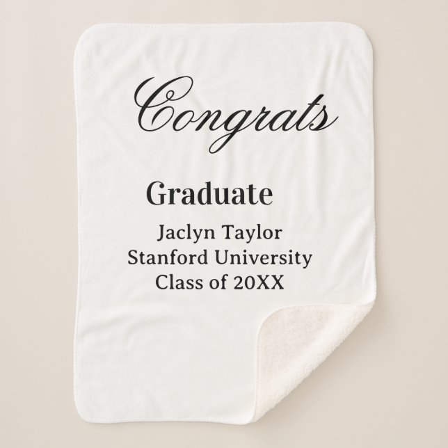 Cobertor Sherpa Congrats graduation name university name class of  (Frente)