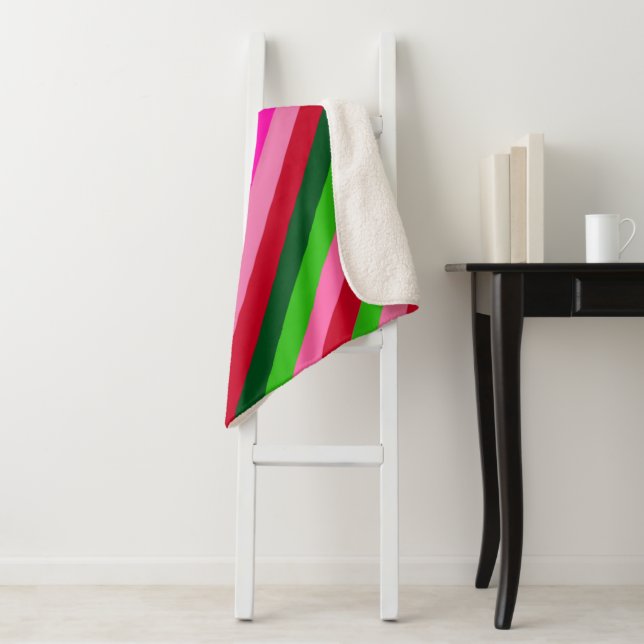 Cobertor Sherpa Contemporary Colors Christmas Stripes  (In Situ)