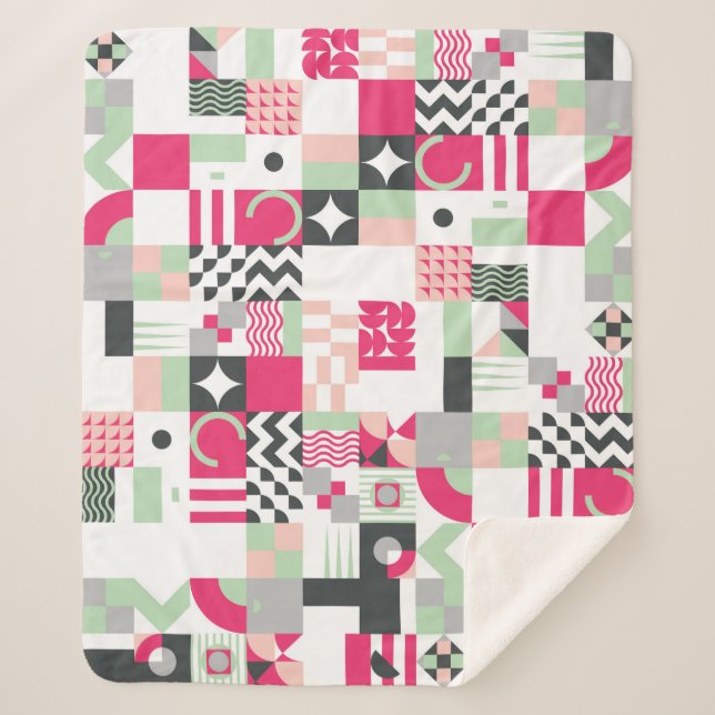 Cobertor Sherpa Contemporary geometric mosaic seamless pattern wit (Frente)