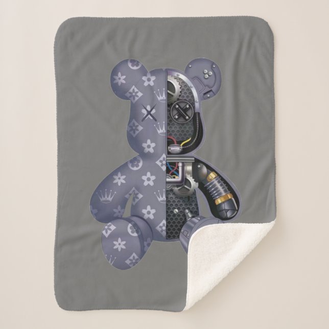 Cobertor Sherpa Contemporary Robot Bear (Frente)