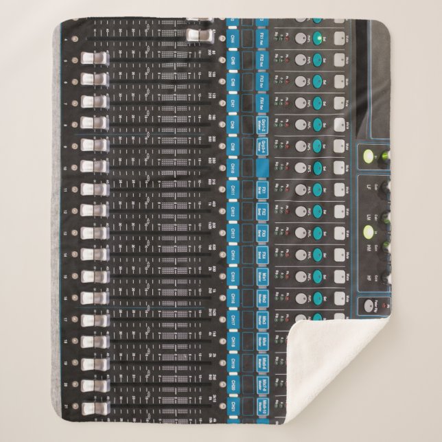 Cobertor Sherpa Controle de mixer de som, sala de eventos. (Frente)