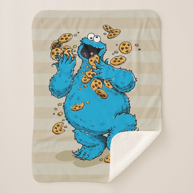 Cobertor Sherpa Cookie Monster Crazy Cookies (Frente)