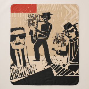 Cobertor Sherpa cool vintage of jazz band poster with trumpet play