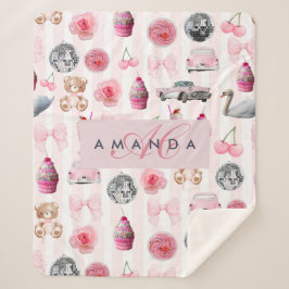 Cobertor Sherpa Coquetes de esfera retrorreflectora cor-de-rosa co