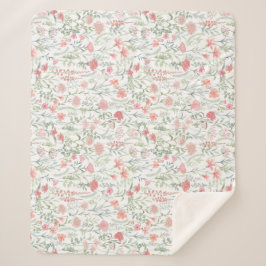 Cobertor Sherpa Coquette Feminino Campo de Flores Silvestres Rosa