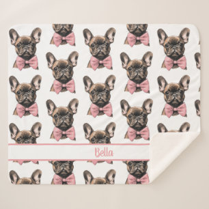 Cobertor Sherpa Coquette Frenchie Costumizable Name