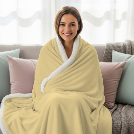 Cobertor Sherpa Cor Amarela Pastel Suave Minimalista Cor de Creme 