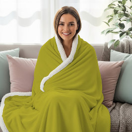 Cobertor Sherpa Cor Chartreuse Amarelo Esverdeado Simples Minimali