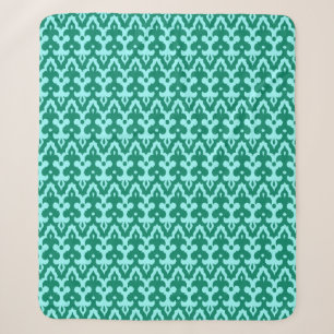 Cobertor Sherpa Cor damasco Ikat marroquina, Turquesa e Aqua