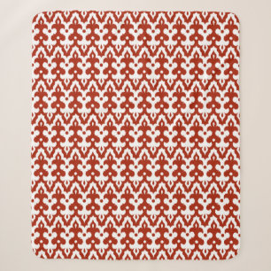 Cobertor Sherpa Cor damasco Ikat marroquina, vermelho profundo e b