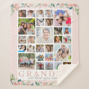 Cobertor Sherpa Cor de Foto GRANDMA Cor-de-rosa-azul