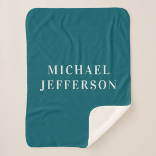 Cobertor Sherpa Cor Personalizada de Cor Azul Teal Escuro Simples
