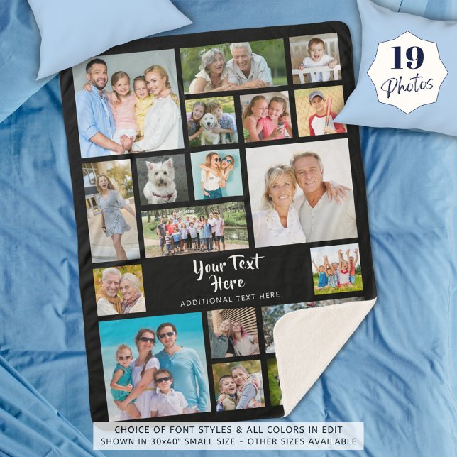 Cobertor Sherpa Cor Personalizada Personalizada da Colagem de Foto (Criador carregado)
