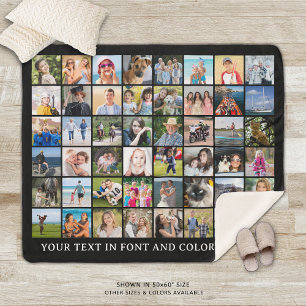Cobertor Sherpa Cor Personalizada Simples de Colagem de Fotos 48