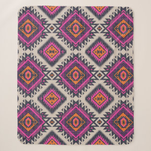 Cobertor Sherpa Cor retrorativa, design de Navajo tribal.