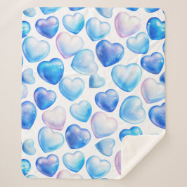 Cobertor Sherpa Coração com Aquarela Azul (Médio)