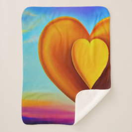 Cobertor Sherpa Coração Laranja e Amarelo Sherpa Blanket