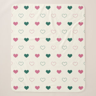 Cobertor Sherpa Coração Simples Fofo Sem Costura rosa / creme