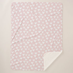 Cobertor Sherpa Corações Brancos Rosa Girly