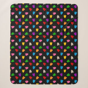 Cobertor Sherpa Corações de Amor Colorido Design Preto