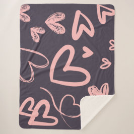 Cobertor Sherpa Corações de Amor Rosa Dia de os namorados Bonito