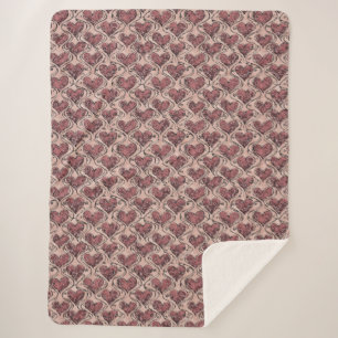 Cobertor Sherpa Corações de Amor Vermelho Borgonha