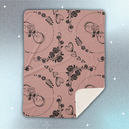 Cobertor Sherpa Corações Negros Simples, Floral, Infinito na Pluma