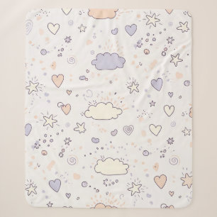 Cobertor Sherpa Corações Pastéis e Nuvens Sonho em Aquarela (7)