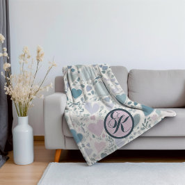 Cobertor Sherpa Corações, Starts e Folhas de Sage