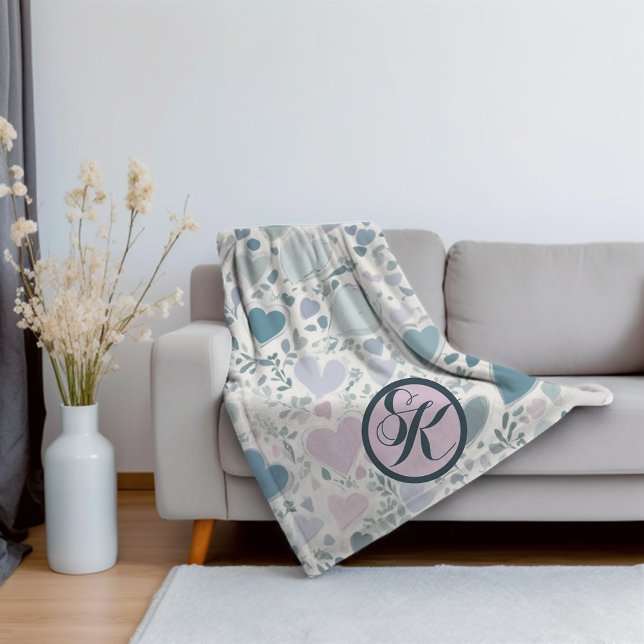 Cobertor Sherpa Corações, Starts e Folhas de Sage (Criador carregado)